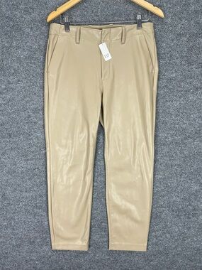Gap Faux Leather Pants Women’s 8 Tan Brown High Rise Fabric Lined Straight Leg